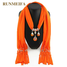 Load image into Gallery viewer, RUNMEIFA Solid Scarf Fashion Buddhism Pattern Tibetan Beeswax Pearl Pendant Scarf Jewelry Removable Accessories Scarf