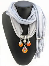 Load image into Gallery viewer, RUNMEIFA Solid Scarf Fashion Buddhism Pattern Tibetan Beeswax Pearl Pendant Scarf Jewelry Removable Accessories Scarf