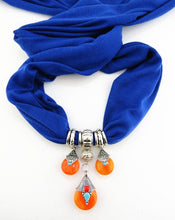 Load image into Gallery viewer, RUNMEIFA Solid Scarf Fashion Buddhism Pattern Tibetan Beeswax Pearl Pendant Scarf Jewelry Removable Accessories Scarf