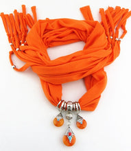 Load image into Gallery viewer, RUNMEIFA Solid Scarf Fashion Buddhism Pattern Tibetan Beeswax Pearl Pendant Scarf Jewelry Removable Accessories Scarf