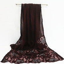 Load image into Gallery viewer, 1PC Luxury Embroidery lace Scarf lace flower borders scarves women plain embroider flowers shawl muslim hijabs scarfs fashion
