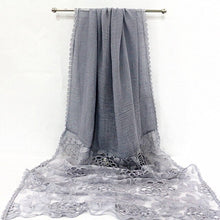 Load image into Gallery viewer, 1PC Luxury Embroidery lace Scarf lace flower borders scarves women plain embroider flowers shawl muslim hijabs scarfs fashion
