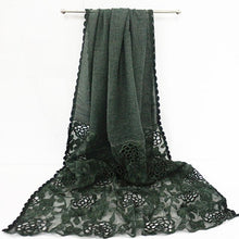Load image into Gallery viewer, 1PC Luxury Embroidery lace Scarf lace flower borders scarves women plain embroider flowers shawl muslim hijabs scarfs fashion

