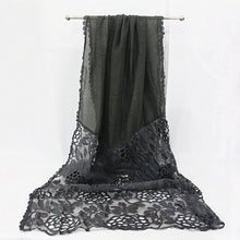Load image into Gallery viewer, 1PC Luxury Embroidery lace Scarf lace flower borders scarves women plain embroider flowers shawl muslim hijabs scarfs fashion
