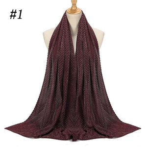 Shinny Jersey scarf Pleated Crinkle Women's Hijab Muslim Head Wrap wrinkle Shawl scarves Plain Colours