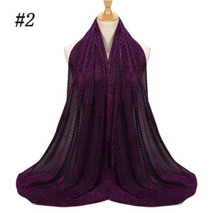 Shinny Jersey scarf Pleated Crinkle Women's Hijab Muslim Head Wrap wrinkle Shawl scarves Plain Colours