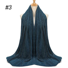 Load image into Gallery viewer, Shinny Jersey scarf Pleated Crinkle Women&#39;s Hijab Muslim Head Wrap wrinkle Shawl scarves Plain Colours
