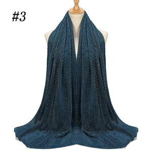Shinny Jersey scarf Pleated Crinkle Women's Hijab Muslim Head Wrap wrinkle Shawl scarves Plain Colours