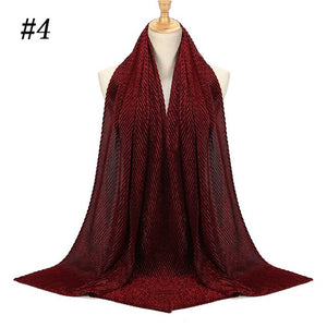 Shinny Jersey scarf Pleated Crinkle Women's Hijab Muslim Head Wrap wrinkle Shawl scarves Plain Colours