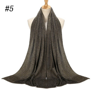Shinny Jersey scarf Pleated Crinkle Women's Hijab Muslim Head Wrap wrinkle Shawl scarves Plain Colours