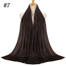 Load image into Gallery viewer, Shinny Jersey scarf Pleated Crinkle Women&#39;s Hijab Muslim Head Wrap wrinkle Shawl scarves Plain Colours
