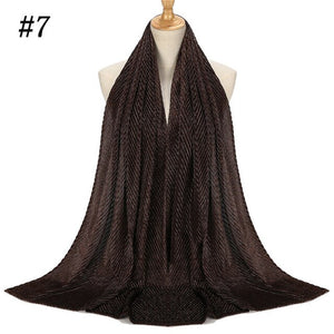 Shinny Jersey scarf Pleated Crinkle Women's Hijab Muslim Head Wrap wrinkle Shawl scarves Plain Colours