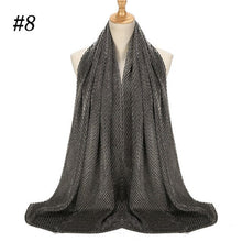 Load image into Gallery viewer, Shinny Jersey scarf Pleated Crinkle Women&#39;s Hijab Muslim Head Wrap wrinkle Shawl scarves Plain Colours
