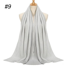 Load image into Gallery viewer, Shinny Jersey scarf Pleated Crinkle Women&#39;s Hijab Muslim Head Wrap wrinkle Shawl scarves Plain Colours
