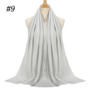 Shinny Jersey scarf Pleated Crinkle Women's Hijab Muslim Head Wrap wrinkle Shawl scarves Plain Colours