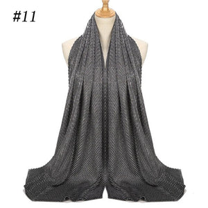 Shinny Jersey scarf Pleated Crinkle Women's Hijab Muslim Head Wrap wrinkle Shawl scarves Plain Colours