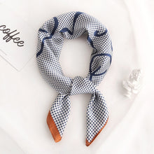 Load image into Gallery viewer, Plaid Women Neck Scarf Square Foulard Hair Headband Bag Tie Accessories Lady Silk Shawls Print Neckerchief Bandana Scarves
