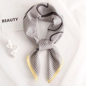 Plaid Women Neck Scarf Square Foulard Hair Headband Bag Tie Accessories Lady Silk Shawls Print Neckerchief Bandana Scarves
