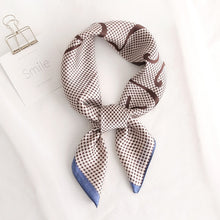 Load image into Gallery viewer, Plaid Women Neck Scarf Square Foulard Hair Headband Bag Tie Accessories Lady Silk Shawls Print Neckerchief Bandana Scarves
