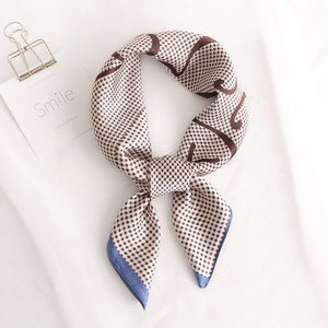Plaid Women Neck Scarf Square Foulard Hair Headband Bag Tie Accessories Lady Silk Shawls Print Neckerchief Bandana Scarves