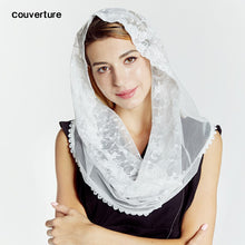 Load image into Gallery viewer, Couverture Casual Fashion mantilla Floral embroidery Scarf Women Wedding bride bridesmaid Shawls head cover bufanda mujer
