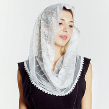 Load image into Gallery viewer, Couverture Casual Fashion mantilla Floral embroidery Scarf Women Wedding bride bridesmaid Shawls head cover bufanda mujer
