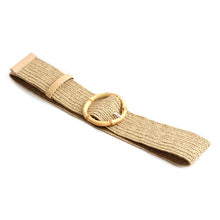 Load image into Gallery viewer, 4.8cm Women Braided Elastic Belt Round Buckle Square Button Fashion Girdle Bamboo buckle Wood Buckle Jade Buckle belt
