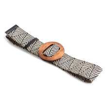 Load image into Gallery viewer, 4.8cm Women Braided Elastic Belt Round Buckle Square Button Fashion Girdle Bamboo buckle Wood Buckle Jade Buckle belt
