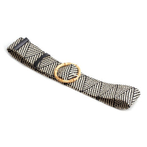 4.8cm Women Braided Elastic Belt Round Buckle Square Button Fashion Girdle Bamboo buckle Wood Buckle Jade Buckle belt