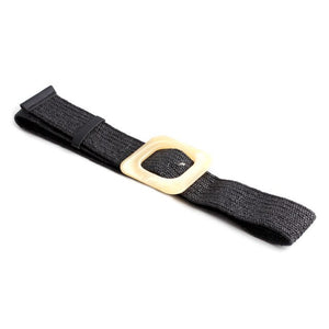 4.8cm Women Braided Elastic Belt Round Buckle Square Button Fashion Girdle Bamboo buckle Wood Buckle Jade Buckle belt
