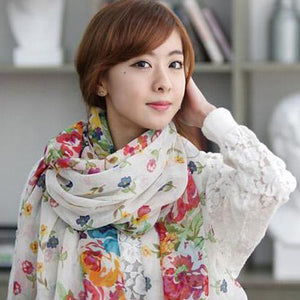 Women Fashion Flower Floral Print Soft Long Wrap Scarf Stole Shawl Xmas Gift