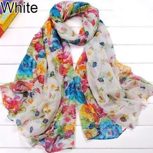 Women Fashion Flower Floral Print Soft Long Wrap Scarf Stole Shawl Xmas Gift