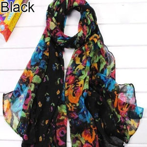 Women Fashion Flower Floral Print Soft Long Wrap Scarf Stole Shawl Xmas Gift