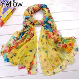 Women Fashion Flower Floral Print Soft Long Wrap Scarf Stole Shawl Xmas Gift