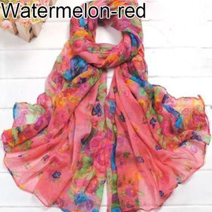 Women Fashion Flower Floral Print Soft Long Wrap Scarf Stole Shawl Xmas Gift