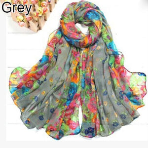Women Fashion Flower Floral Print Soft Long Wrap Scarf Stole Shawl Xmas Gift