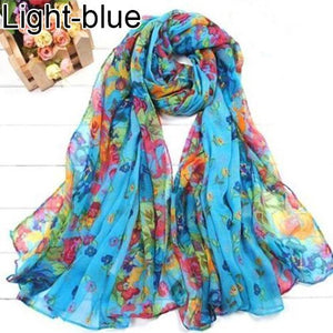 Women Fashion Flower Floral Print Soft Long Wrap Scarf Stole Shawl Xmas Gift