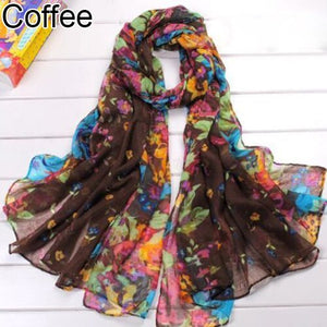 Women Fashion Flower Floral Print Soft Long Wrap Scarf Stole Shawl Xmas Gift